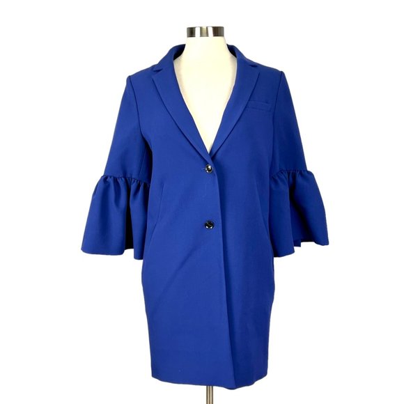 Banana Republic Womens Blue Bell Sleeve Coat Button Front Mid Length size Small - Picture 3 of 15